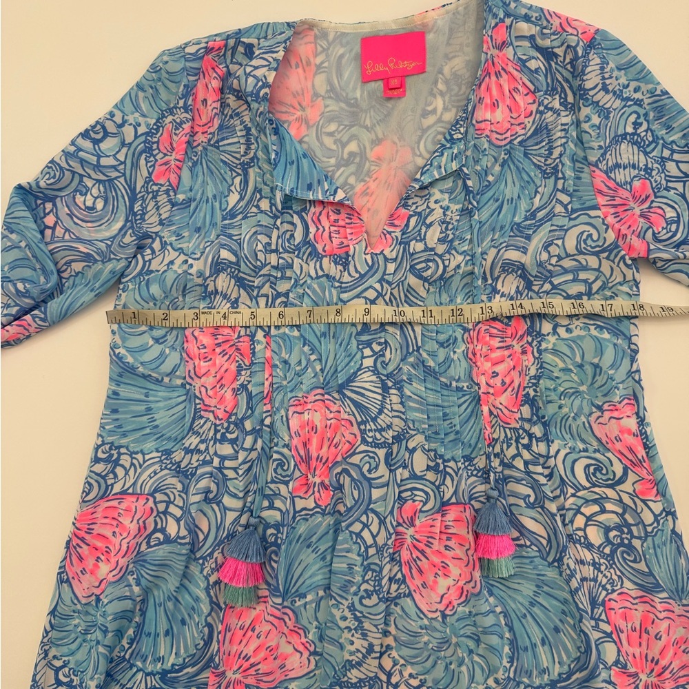 Lilly Pulitzer Marilina Tunic Dress Blue Haven Raising Shell Size XS - Picture 3 of 10